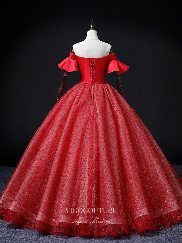 Burgundy Tulle Quinceanera Dresses Off the Shoulder Princess Dresses 21362 Burgundy / US14 Burgundy Tulle Quinceanera Dresses Off the Shoulder Princess Dresses 21362 Burgundy / US14