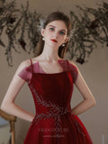 Prom Dress 2025 Burgundy Tulle Spaghetti Strap Beaded Prom Dress 20738-unique elegant Prom Dresses-Burgundy-US2-vigocouture