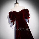 Prom Dress 2025 Burgundy Velvet Prom Dress 2022 Off the Shoulder Prom Gown-unique elegant Prom Dresses-Burgundy-US2-vigocouture