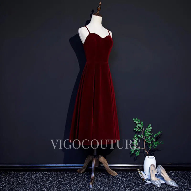 Burgundy Velvet Prom Dress 2022 Spaghetti Strap Homecoming Dress vigocouture Burgundy Velvet Prom Dress 2022 Spaghetti Strap Homecoming Dress vigocouture