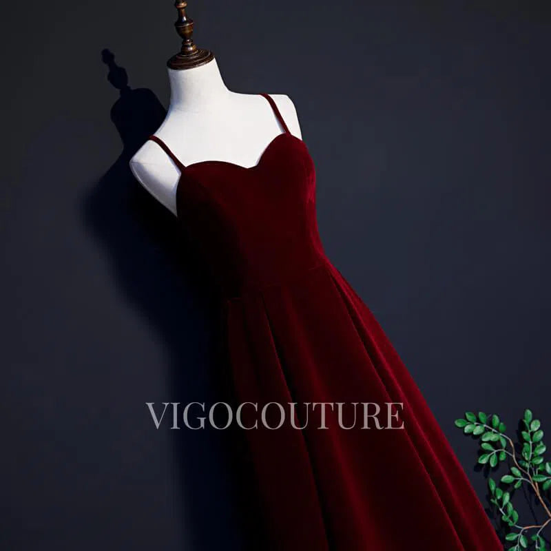 Prom Dress 2025 Burgundy Velvet Prom Dress 2022 Spaghetti Strap Homecoming Dress-unique elegant Prom Dresses-Burgundy-US2-vigocouture