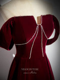 Prom Dress 2025 Burgundy Velvet Prom Dresses Off the Shoulder Formal Gown 24410-unique elegant Prom Dresses-Burgundy-Custom Size-vigocouture