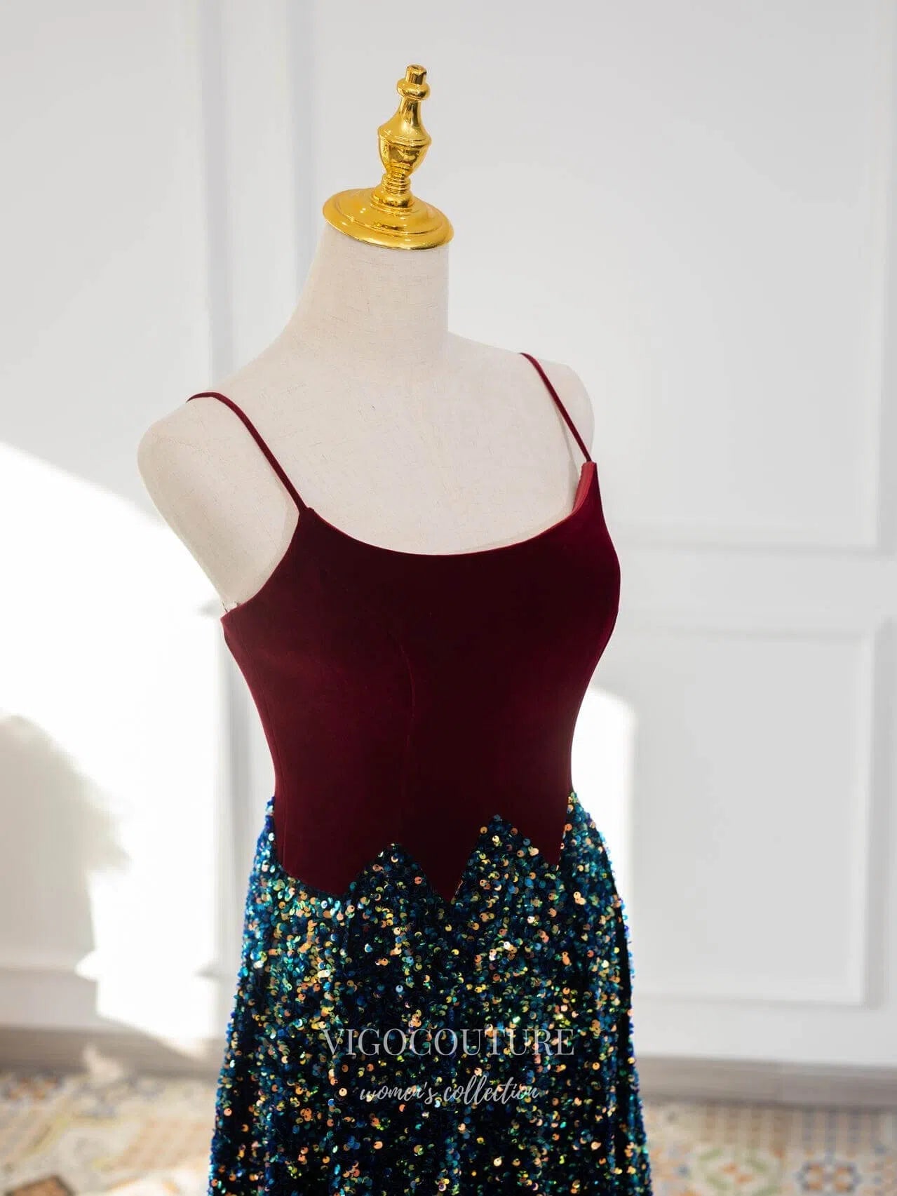 Burgundy Velvet Spaghetti Strap Prom Dresses 2025 Sequin Evening Dress 25055 Burgundy / 20W Burgundy Velvet Spaghetti Strap Prom Dresses 2025 Sequin Evening Dress 25055 Burgundy / 20W