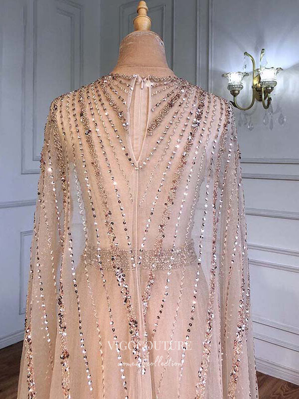 Cape Sleeve Formal Dresses Beaded Evening Dresses 21525 Silver / US14 Cape Sleeve Formal Dresses Beaded Evening Dresses 21525 Silver / US14