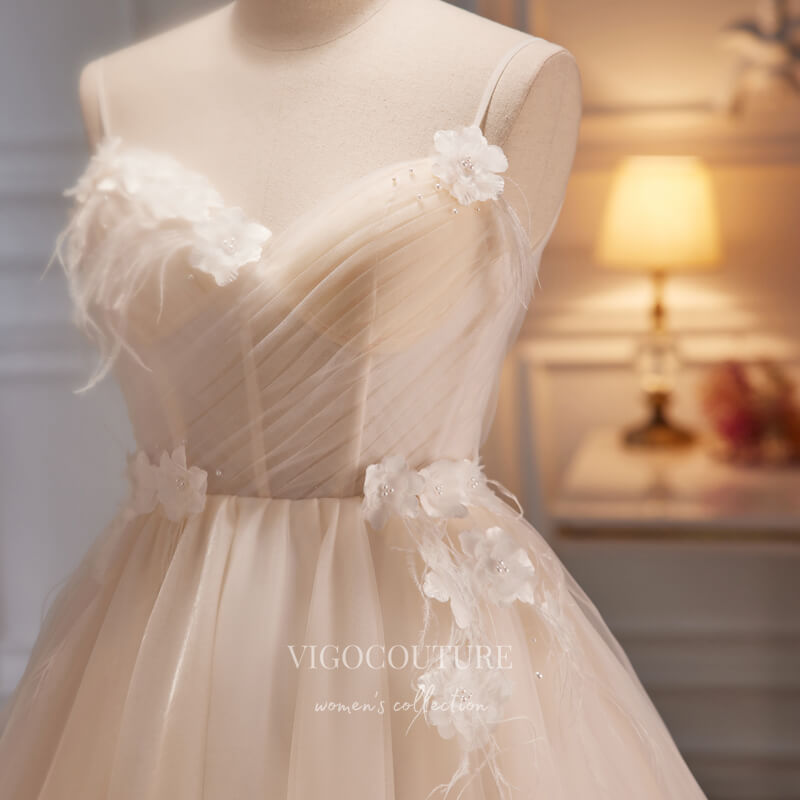 Champagne 3D Flower Hoco Dresses Spaghetti Strap Short Prom Dress hc239 Champagne 3D Flower Hoco Dresses Spaghetti Strap Short Prom Dress hc239