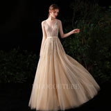 Prom Dress 2025 Champagne A-line Beaded Prom Dresses 20146-unique elegant Prom Dresses-Champagne-US2-vigocouture