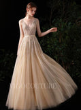 Prom Dress 2025 Champagne A-line Beaded Prom Dresses 20146-unique elegant Prom Dresses-Champagne-US2-vigocouture