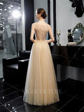 Prom Dress 2025 Champagne A-line Prom Gown Beaded Boatneck Prom Dresses 20166-unique elegant Prom Dresses-Champagne-US2-vigocouture