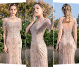 Prom Dress 2025 Champagne Beaded Mermaid Prom Dress 20257-unique elegant Prom Dresses-Champagne-US2-vigocouture