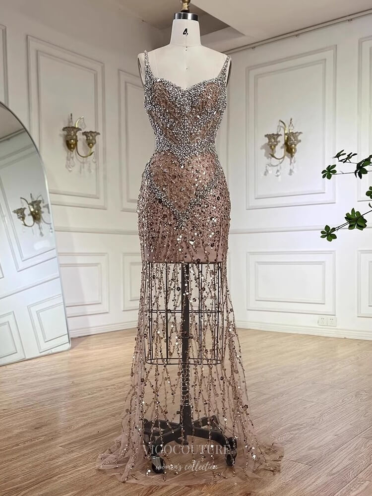 sheer champagne dress Azazie 2026 Corset Sequins Mermaid Prom Dress Champagne Gown