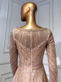 Prom Dress 2025 Champagne Beaded Prom Dresses Long Sleeve Mother of the Bride Dresses 22103-unique elegant Prom Dresses-Champagne-US2-vigocouture