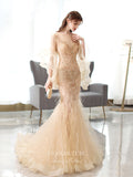 Prom Dress 2025 Champagne Beaded Prom Dresses Mermaid Formal Dresses 21505-unique elegant Prom Dresses-Champagne-US2-vigocouture