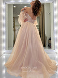 Prom Dress 2025 Champagne Bell Sleeve Prom Dresses A-Line Formal Dresses 21576-unique elegant Prom Dresses-Champagne-US2-vigocouture