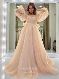 Prom Dress 2025 Champagne Bell Sleeve Prom Dresses A-Line Formal Dresses 21576-unique elegant Prom Dresses-Champagne-US2-vigocouture