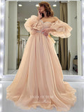 Prom Dress 2025 Champagne Bell Sleeve Prom Dresses A-Line Formal Dresses 21576-unique elegant Prom Dresses-Champagne-US2-vigocouture