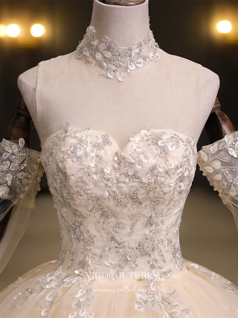 Champagne Lace Applique Quinceanera Dresses Extra Long Sleeve Sweet 16 Dresses 21426 Champagne / 16W Champagne Lace Applique Quinceanera Dresses Extra Long Sleeve Sweet 16 Dresses 21426 Champagne / 16W