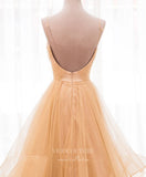 Prom Dress 2025 Champagne Layered Ruffle Prom Dresses Spaghetti Strap Evening Dress 21679-unique elegant Prom Dresses-Champagne-US2-vigocouture