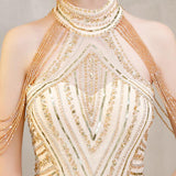 Prom Dress 2025 Champagne Mermaid Beaded Prom Dress 20263-unique elegant Prom Dresses-Champagne-US2-vigocouture