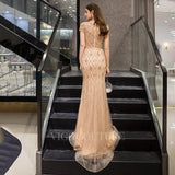 Prom Dress 2025 Champagne Mermaid Beaded Prom Dresses 20010-unique elegant Prom Dresses-Champagne-US2-vigocouture