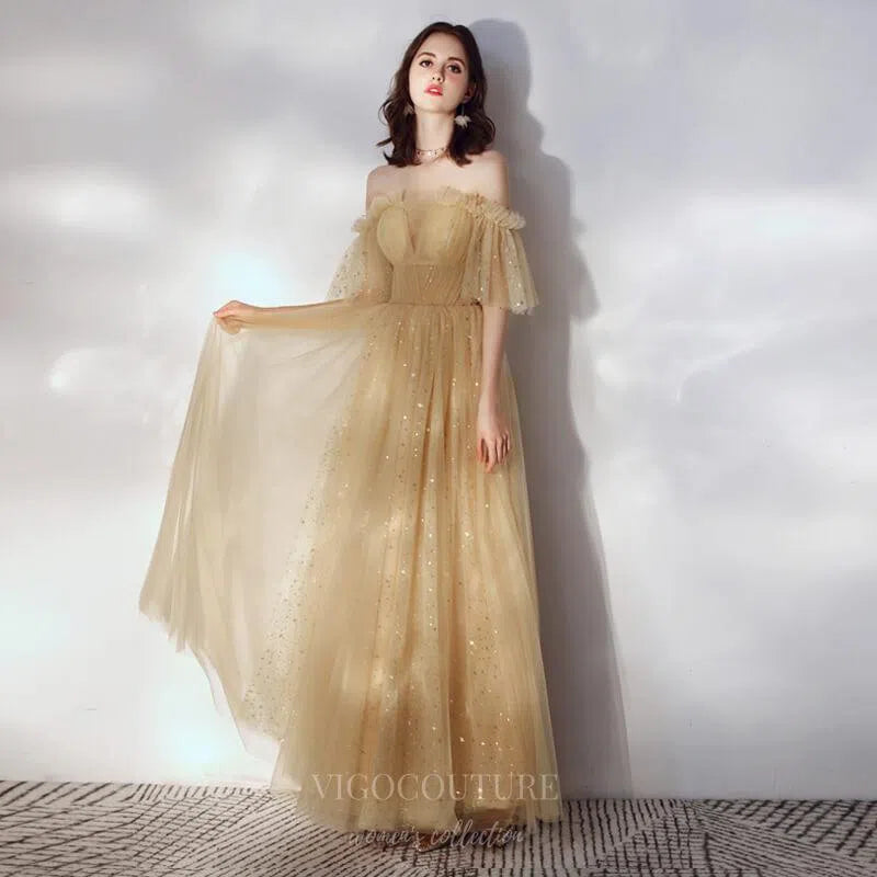 sparkly champagne prom dress Champagne Sparkly Prom Dress 20701 Custom Colors / Custom Size