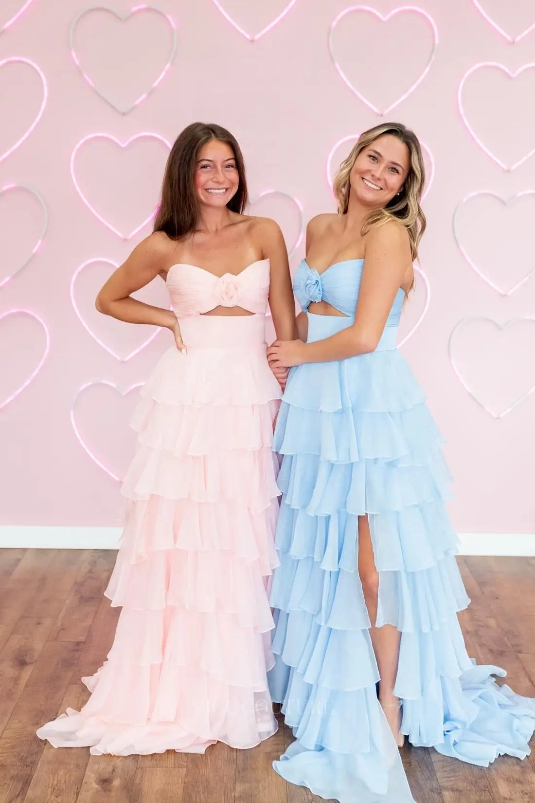 Prom Dresses 2025 to impress Chic Strapless Prom Dress with Rosette Bodice, Tiered Ruffle Skirt and High Slit – 26160-vigocouture-vigocouture