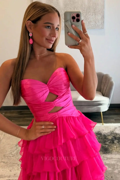 Prom Dresses 2025 to impress Chic Tiered Ruffle Prom Dress with Strapless Cutout Bodice and High Slit – 26162-vigocouture-vigocouture
