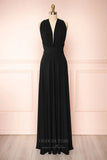 Prom Dress 2025 Convertible Bridesmaid Dress Stretchable Woven Dress Pleated Prom Dress Multiway Dress 20860-Black-unique elegant Prom Dresses-Black-US2-vigocouture