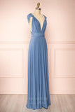 Prom Dress 2025 Convertible Bridesmaid Dress Stretchable Woven Dress Pleated Prom Dress Multiway Dress 20860-Blue-unique elegant Prom Dresses-Blue-US2-vigocouture