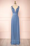 Prom Dress 2025 Convertible Bridesmaid Dress Stretchable Woven Dress Pleated Prom Dress Multiway Dress 20860-Blue-unique elegant Prom Dresses-Blue-US2-vigocouture