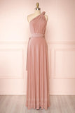 Prom Dress 2025 Convertible Bridesmaid Dress Stretchable Woven Dress Pleated Prom Dress Multiway Dress 20860-Blush-unique elegant Prom Dresses-Blush-US2-vigocouture