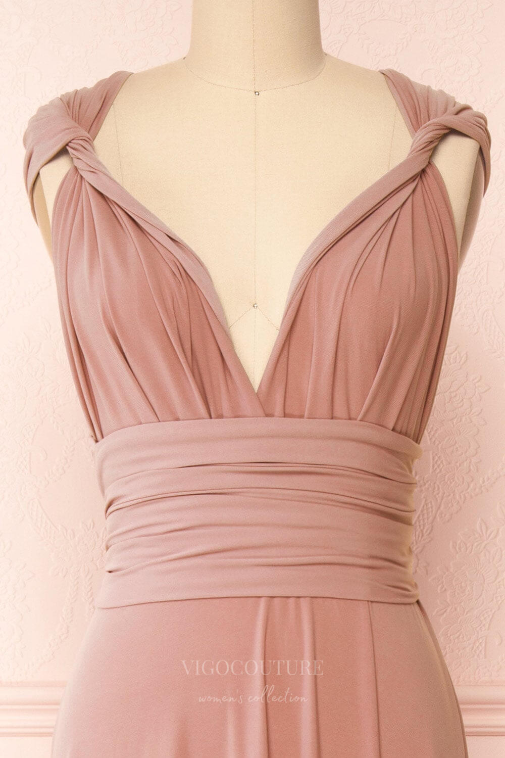 Convertible Bridesmaid Dress Stretchable Woven Dress Pleated Prom Dress Multiway Dress 20860-Blush Blush / US6 Convertible Bridesmaid Dress Stretchable Woven Dress Pleated Prom Dress Multiway Dress 20860-Blush Blush / US6