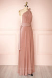 Prom Dress 2025 Convertible Bridesmaid Dress Stretchable Woven Dress Pleated Prom Dress Multiway Dress 20860-Blush-unique elegant Prom Dresses-Blush-US2-vigocouture