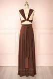 Prom Dress 2025 Convertible Bridesmaid Dress Stretchable Woven Dress Pleated Prom Dress Multiway Dress 20860-Brown-unique elegant Prom Dresses-Brown-US2-vigocouture