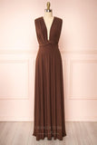 Prom Dress 2025 Convertible Bridesmaid Dress Stretchable Woven Dress Pleated Prom Dress Multiway Dress 20860-Brown-unique elegant Prom Dresses-Brown-US2-vigocouture