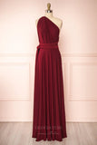 Convertible Bridesmaid Dress Stretchable Woven Dress Pleated Prom Dress Multiway Dress 20860-Burgundy