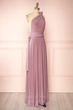 Prom Dress 2025 Convertible Bridesmaid Dress Stretchable Woven Dress Pleated Prom Dress Multiway Dress 20860-Dusty Pink-unique elegant Prom Dresses-Dusty Pink-US2-vigocouture