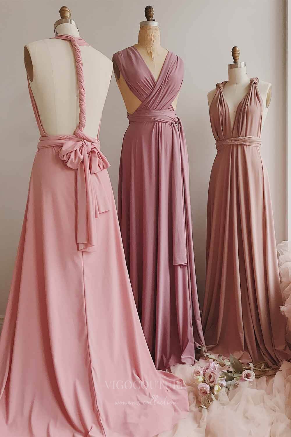 Convertible Bridesmaid Dress Stretchable Woven Dress Pleated Prom Dres –  vigocouture