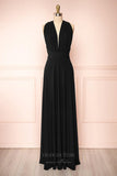 Prom Dress 2025 Convertible Bridesmaid Dress Stretchable Woven Dress Pleated Prom Dress Multiway Dress 20860-unique elegant Prom Dresses-Black-US2-vigocouture