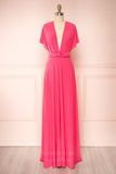 Prom Dress 2025 Convertible Bridesmaid Dress Stretchable Woven Dress Pleated Prom Dress Multiway Dress 20860-unique elegant Prom Dresses-Hot Pink-US2-vigocouture