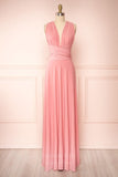 Prom Dress 2025 Convertible Bridesmaid Dress Stretchable Woven Dress Pleated Prom Dress Multiway Dress 20860-unique elegant Prom Dresses-Pink-US2-vigocouture