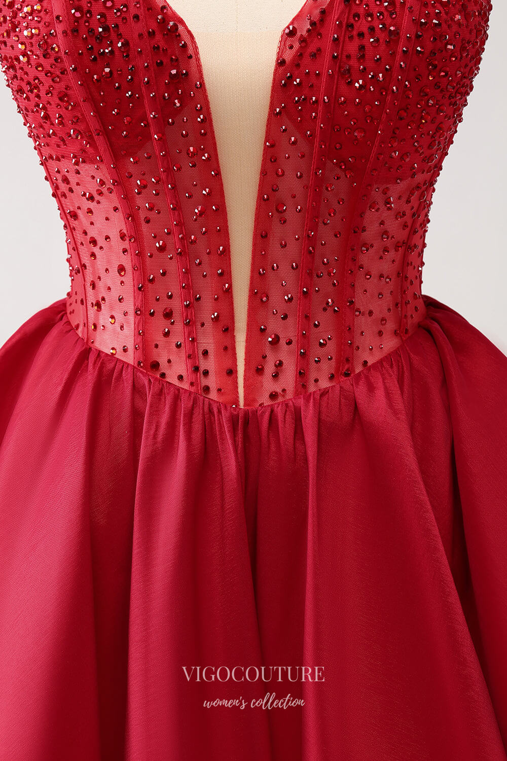 Cute Red Beaded Sweetheart Neck Homecoming Dresses Satin Back to School Dress HC369 Red / US6 Cute Red Beaded Sweetheart Neck Homecoming Dresses Satin Back to School Dress HC369 Red / US6