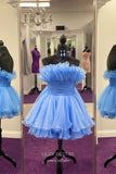 Short Prom Dresses 2025 Cute Ruffled Tiered Homecoming Dresses Strapless Organza Back to School Dress hc434-Prom Dresses-vigocouture-vigocouture