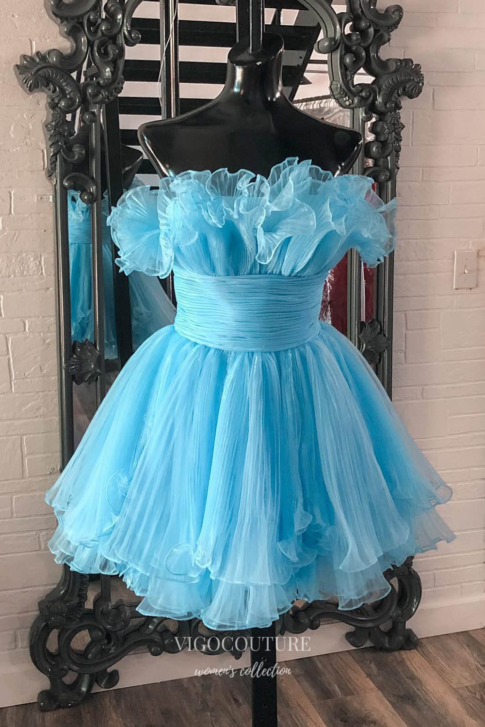 Short Prom Dresses 2025 Cute Ruffled Tiered Homecoming Dresses Strapless Organza Back to School Dress hc434-Prom Dresses-vigocouture-vigocouture