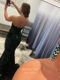 Prom Dress 2025 Dark Green Sequin Strapless Prom Dresses Mermaid Evening Dress 21569-unique elegant Prom Dresses-Green-US2-vigocouture