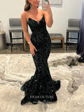 Prom Dress 2025 Dark Green Sequin Strapless Prom Dresses Mermaid Evening Dress 21569-unique elegant Prom Dresses-Green-US2-vigocouture