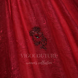 vigocouture-Dark Red Lace Applique Quinceañera Dresses Spaghetti Strap Ball Gown 20483-Prom Dresses-vigocouture-