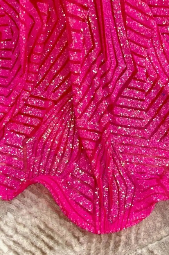 Prom Dresses 2025 to impress Deep V-Neck Sequin Mermaid Prom Dress with Geometric Glitter Pattern & Open Back – 26101-vigocouture-vigocouture