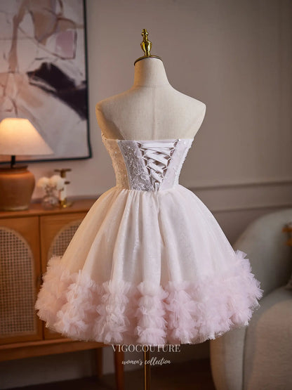 Prom Dresses 2025 to impress Dreamy Lace Corset Homecoming Dress with Ruffle Hem Tulle Skirt & Lace-Up Back - HC509-vigocouture-vigocouture