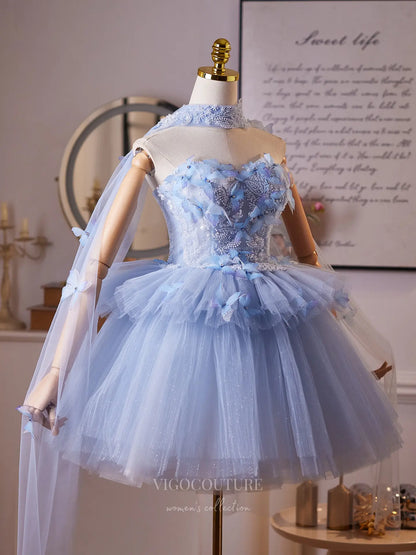 Prom Dresses 2025 to impress Dreamy Light Blue Butterfly Homecoming Dress with Beaded Bodice, Layered Tulle Skirt & Sheer Shawl – 26008-vigocouture-vigocouture