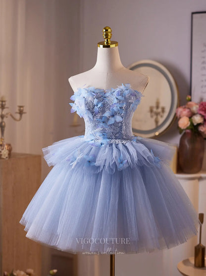 Prom Dresses 2025 to impress Dreamy Light Blue Butterfly Homecoming Dress with Beaded Bodice, Layered Tulle Skirt & Sheer Shawl – 26008-vigocouture-vigocouture